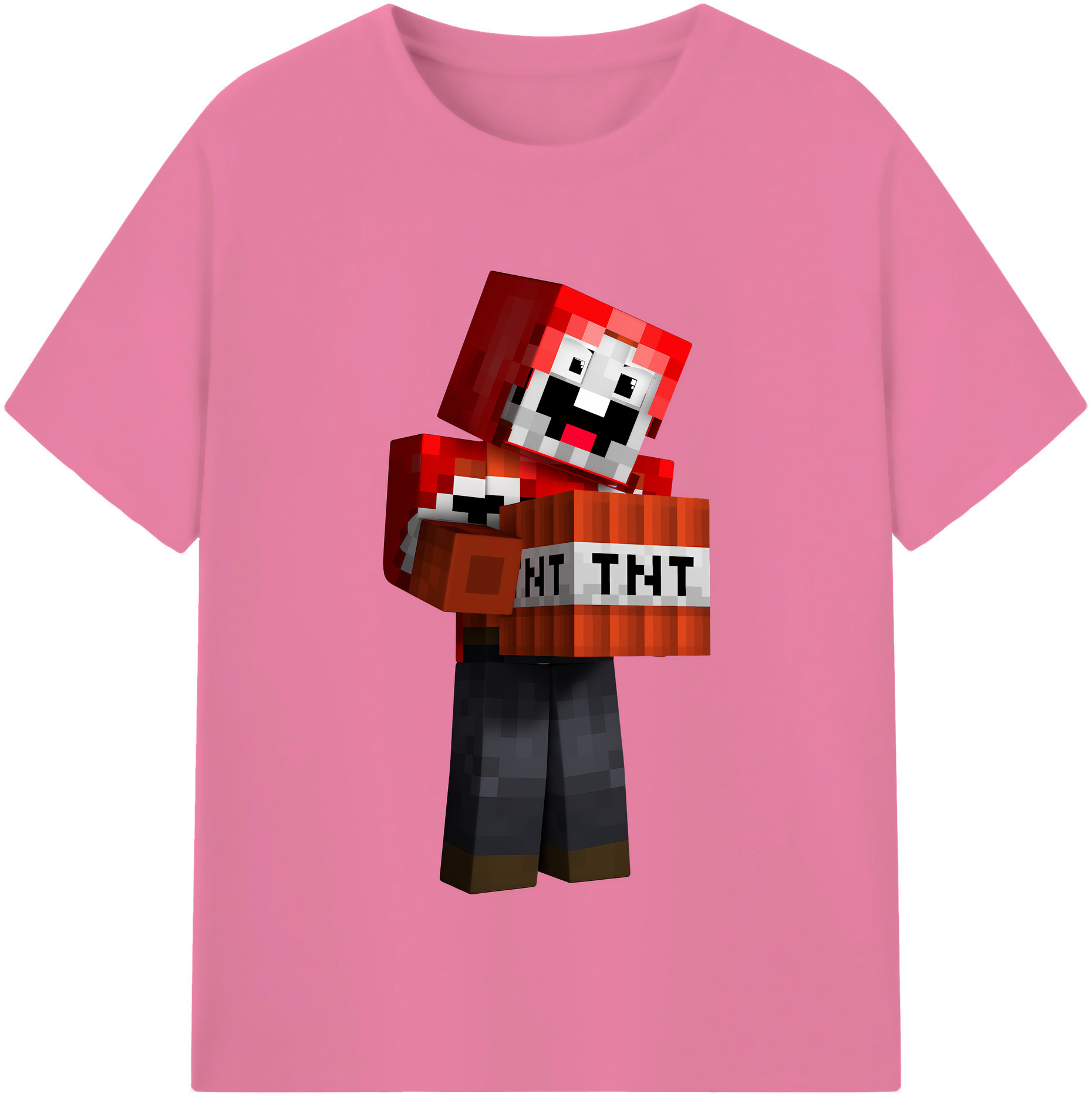 （画像用） マインクラフト ブロックの世界 Minecraft MC Block world 綿100％半袖Tシャツ（フロントプリント）